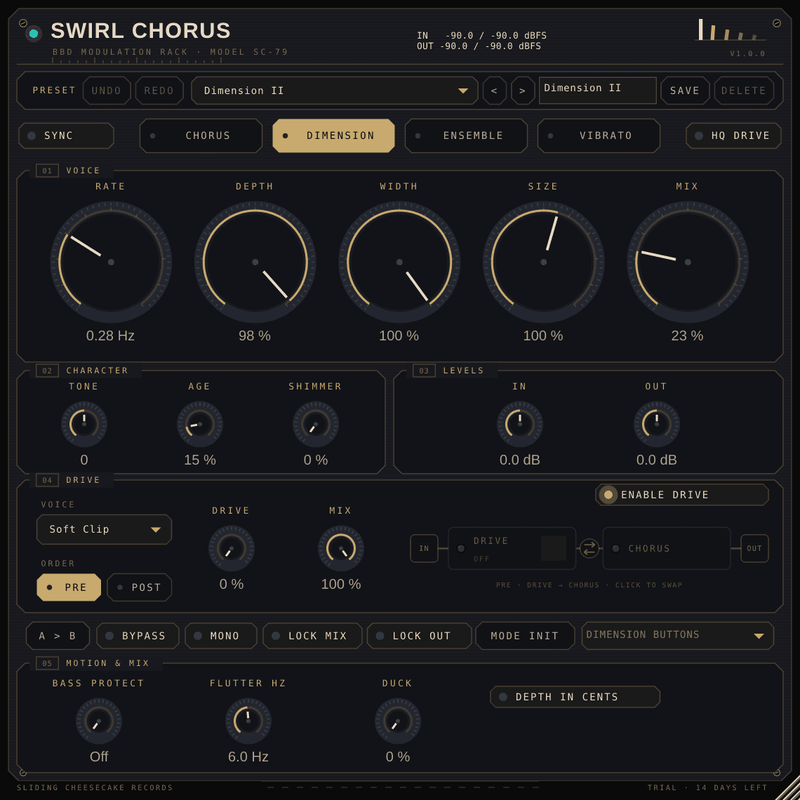 Swirl Chorus development build, complete window